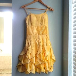 Lenovia Yellow Dress with Black Trim Ruffle